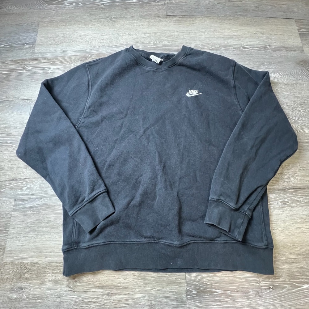 Nike Sweatshirt Mens M Black Club Fleece Crewneck BV2662-010 Sportswear Basic